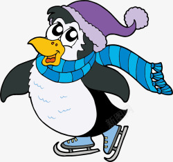 溜冰的企鹅矢量图素材