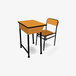 黄色的课桌和椅子素材