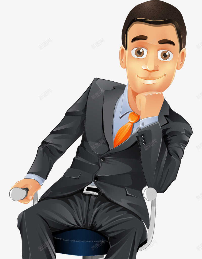 卡通手绘商务男人坐椅子上png免抠素材_88icon https://88icon.com 卡通的人物 商务男人坐椅子上 平面人物素材 手绘的商务男人 矢量商务男人