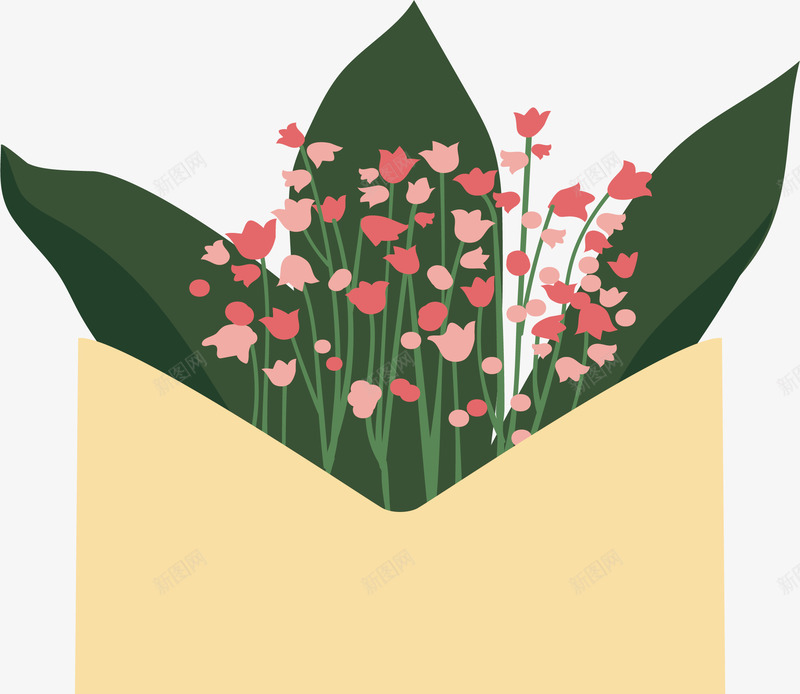 信封中的花束png免抠素材_88icon https://88icon.com 信封 小情书 浪漫元素 矢量素材 粉色花束