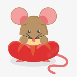 可爱小老鼠吃香肠矢量图素材