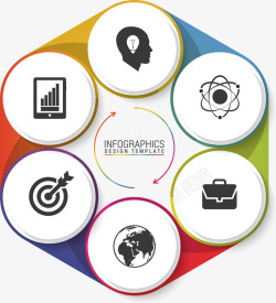 六边形商务信息彩色六边形圆环信息高清图片