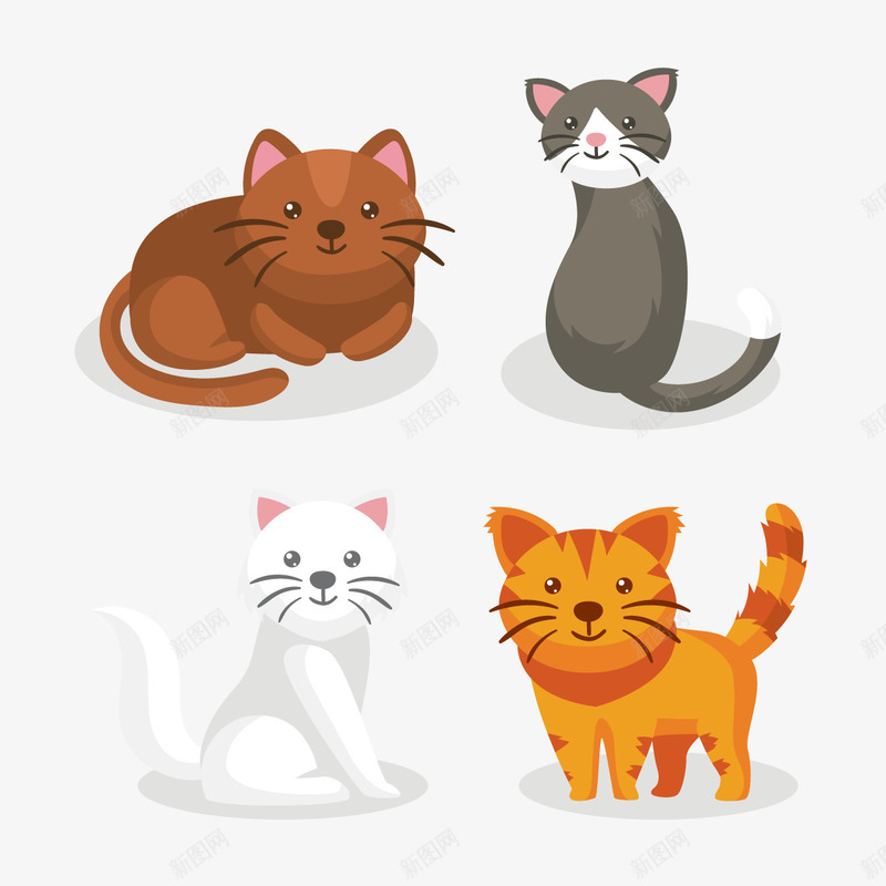 卡通小猫矢量图ai免抠素材_88icon https://88icon.com 可爱的小猫 合集 猫咪 猫咪PNG下载 矢量图