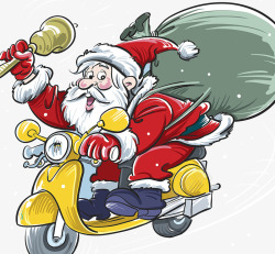 摩托车海报圣诞老人派礼物高清图片
