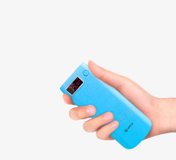 蓝色手机移动电源充电宝素材