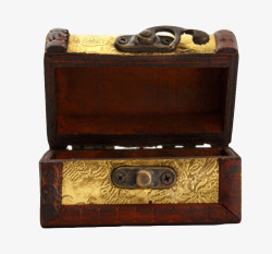 金色雕刻花纹的复古木盒实物素材