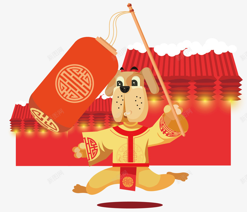 灯会上的快乐狗狗png免抠素材_88icon https://88icon.com 中国习俗 中国风 创意 动物 灯会上的快乐狗狗 狗年 狗狗