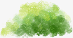 手绘水彩绿色大树素材