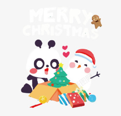 熊猫圣诞小人矢量图素材
