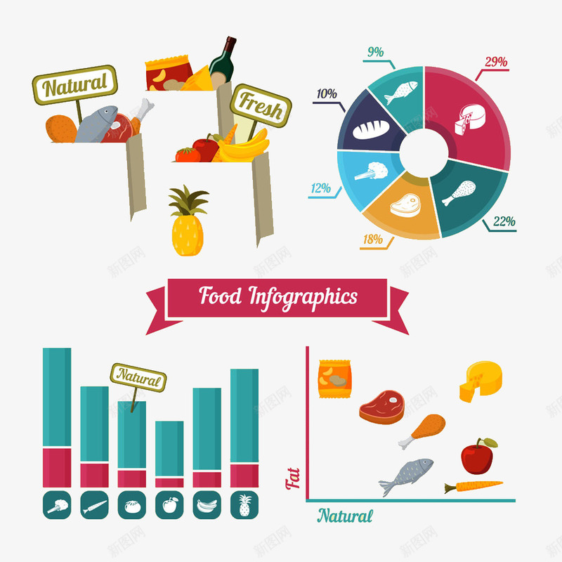 彩色蔬菜表柱信息图表矢量图eps免抠素材_88icon https://88icon.com PPT图形PPT图表信息标签 蔬菜水果美食 矢量图