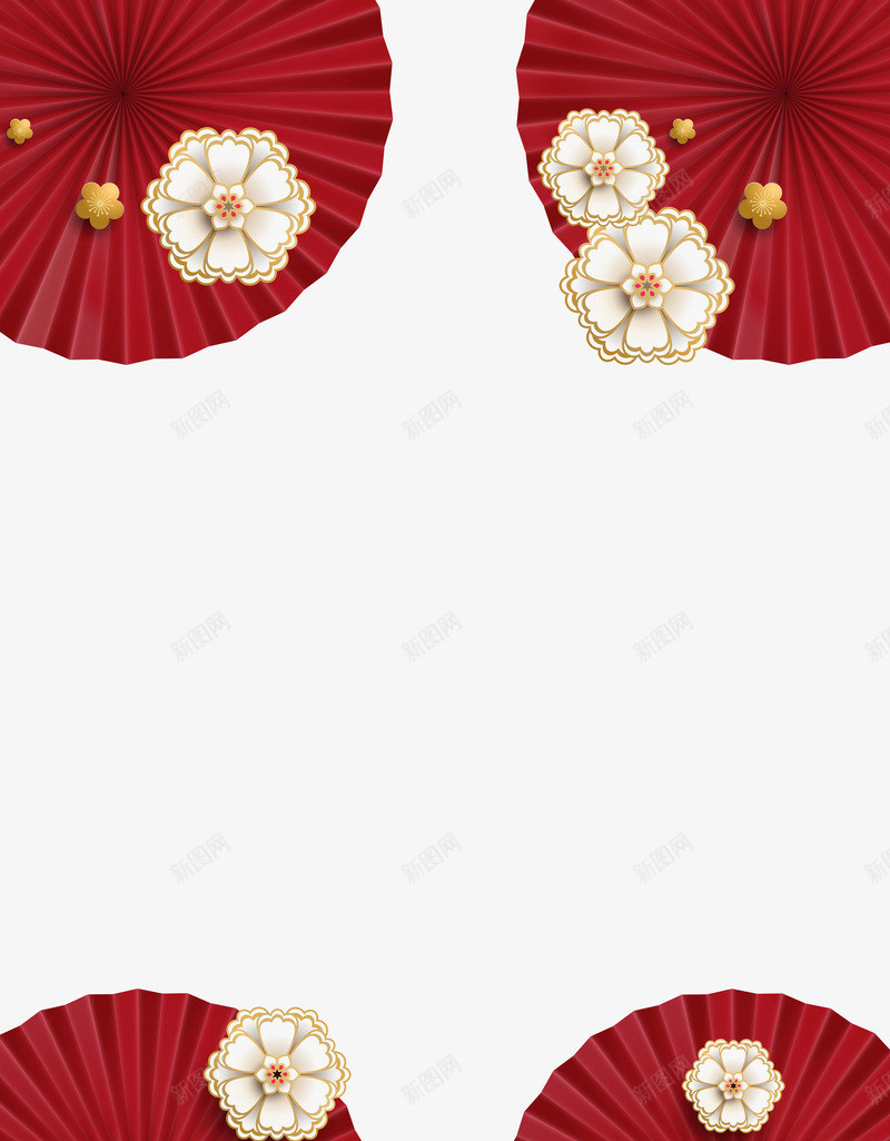 红色中国风伞面背景png免抠素材_88icon https://88icon.com 3D花朵 中国风花朵 伞面背景 新年 新春 春节 立体花朵 过年