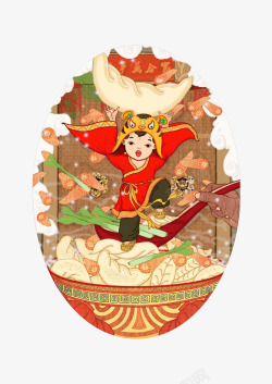 传统福娃中国传统节日年画冬至高清图片