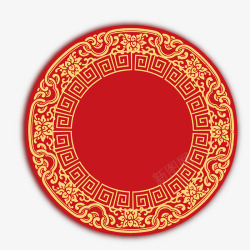 大红色古典金色环纹圆形图素材