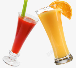 鲜美的橙汁和草莓汁素材