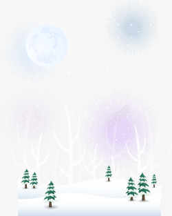 下雪天雪景卡片冬季唯美雪景装饰矢量图高清图片