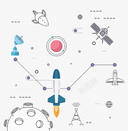 简笔画太空素材火箭的运行高清图片