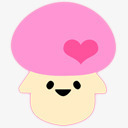 粉红色的心快乐的蘑菇素材