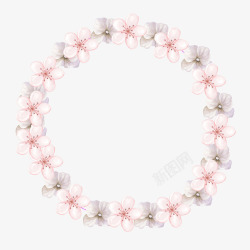 粉色花朵花环简图素材