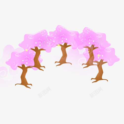 梦幻森林png免抠素材_88icon https://88icon.com 卡通效果 少女心 梦幻场景 梦幻森林 粉色树林 装饰图案