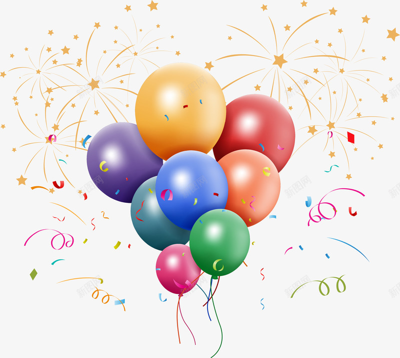 烟花和气球png免抠素材_88icon https://88icon.com 庆祝 欢乐 气球 漂浮 烟花 聚会 节日 装饰