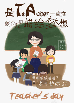 感怀师恩感恩教师节插画手绘海报高清图片