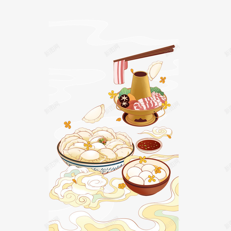 火锅饺子汤圆png免抠素材_88icon https://88icon.com 手绘 汤圆 火锅 立冬 素材 节日 饺子