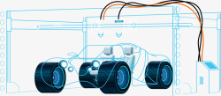 手绘技术素材创意科技线条汽车跑车信息插画矢量图高清图片