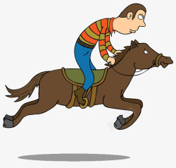 手绘卡通人物飞快的骑马的素材