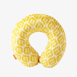 亮黄色方形纹路u型枕素材