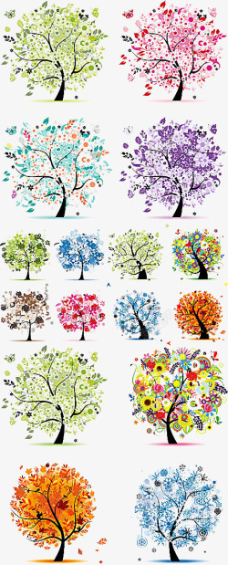 四季之夏多款春夏秋冬抽象树高清图片
