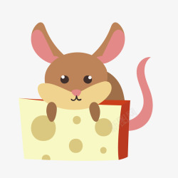棕色创意小老鼠吃东西矢量图素材