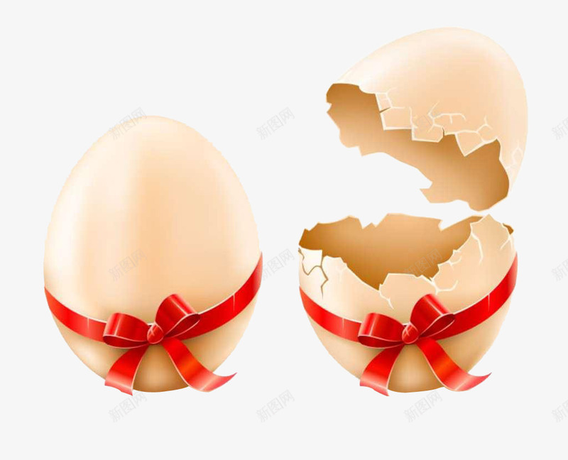 卡通丝带鸡蛋png免抠素材_88icon https://88icon.com 丝带鸡蛋 破碎的鸡蛋 绑着蝴蝶结的鸡蛋 蝴蝶结 鸡蛋
