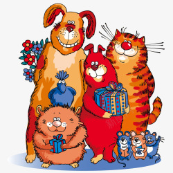 卡通小老鼠手绘彩色的动物矢量图高清图片