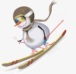 滑雪的雪人矢量图素材