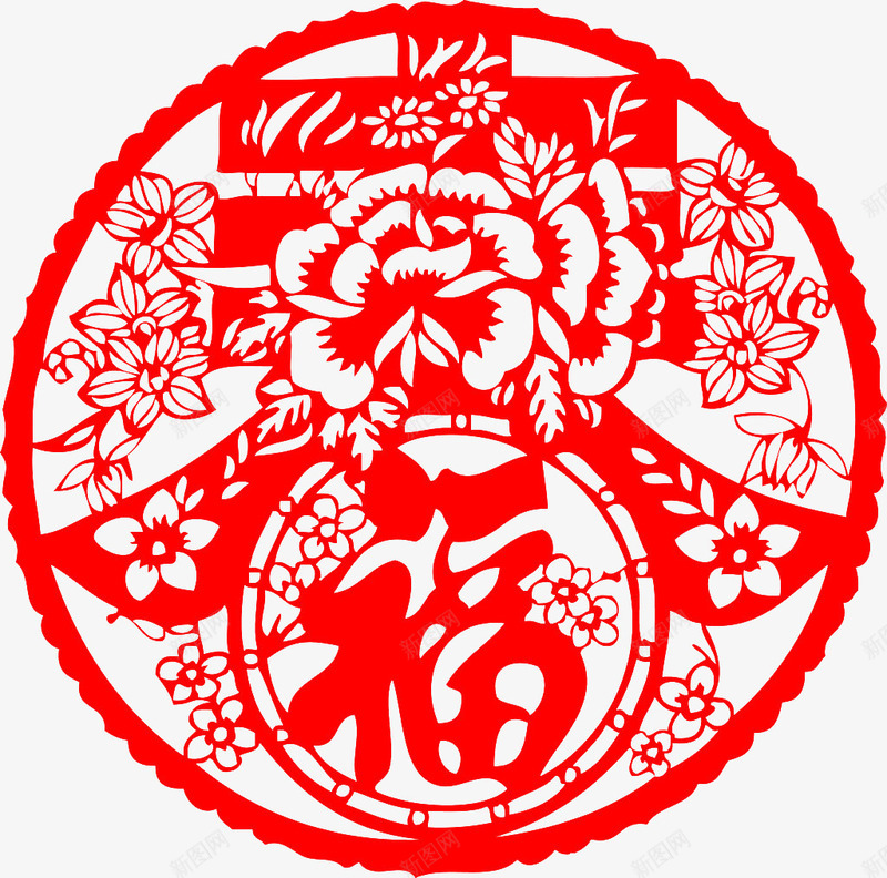 春福png免抠素材_88icon https://88icon.com 剪纸 春节 民间艺术 红色