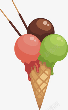 冷饮卡通彩色冰淇淋图矢量图图标图标