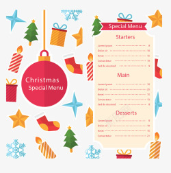 圣诞自助餐菜单可爱圣诞元素背景菜单矢量图高清图片