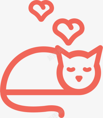 卡通红色造型小猫咪图标图标