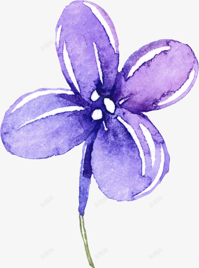 漂浮花png免抠素材_88icon https://88icon.com 丁香花 四瓣花 紫色 绿叶 花瓣