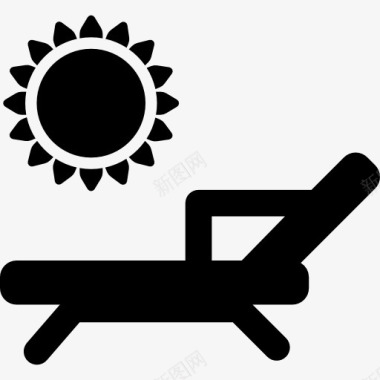 夏季清凉背景甲板上的椅子在阳光下图标图标