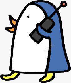 小企鹅听电话素材