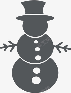 水彩雪人灰色雪人图标图标