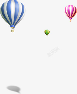 彩色时尚飘浮热气球装饰素材