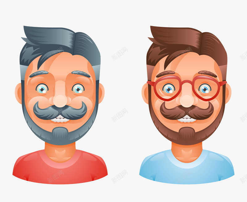 微笑的两个男人png免抠素材_88icon https://88icon.com PNG图形 PNG装饰 卡通 男人 表情 装饰