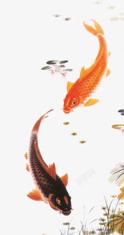 鱼水墨中国风春节素材