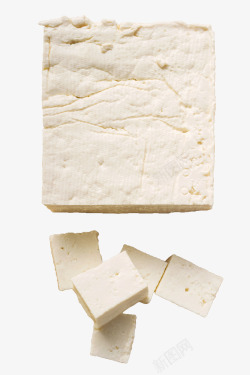 白色漂浮方块豆腐素材