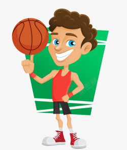 卡通手绘Q版玩篮球年轻男人素材