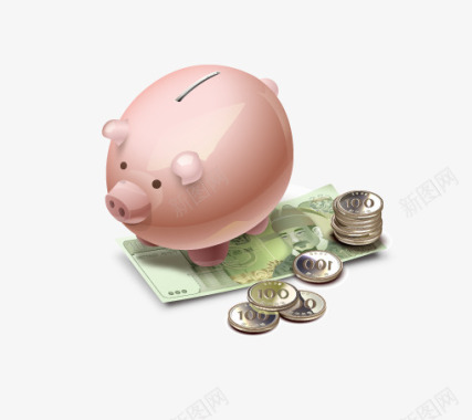 立体化图标存钱的猪猪图标图标