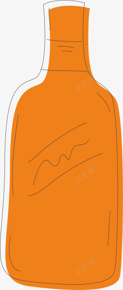 橙黄色酒瓶矢量图素材