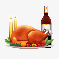 感恩节准备食物扁平化感恩节食物火鸡高清图片